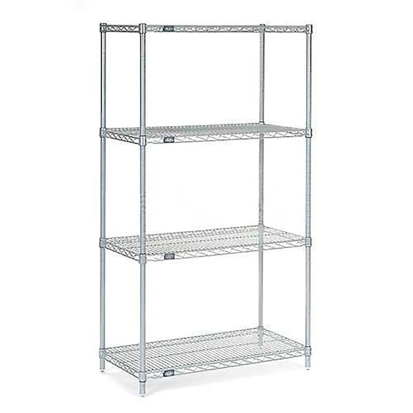 Nexel Nexelate Wire Shelving Starter Unit, Silver Epoxy, 24W X 18D X 63H 18246EP - main
